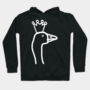 Minimal White Line Goose Wearing Stolen Crown Portrait Hoodie